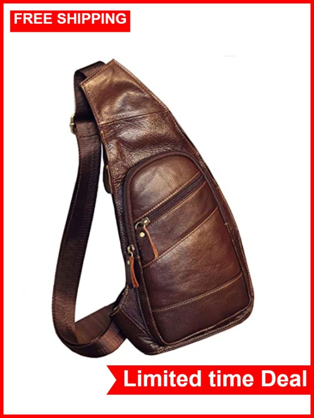 Vintage Genuine Leather Sling Bag Crossbody Backpack for Men Daypack Travel
